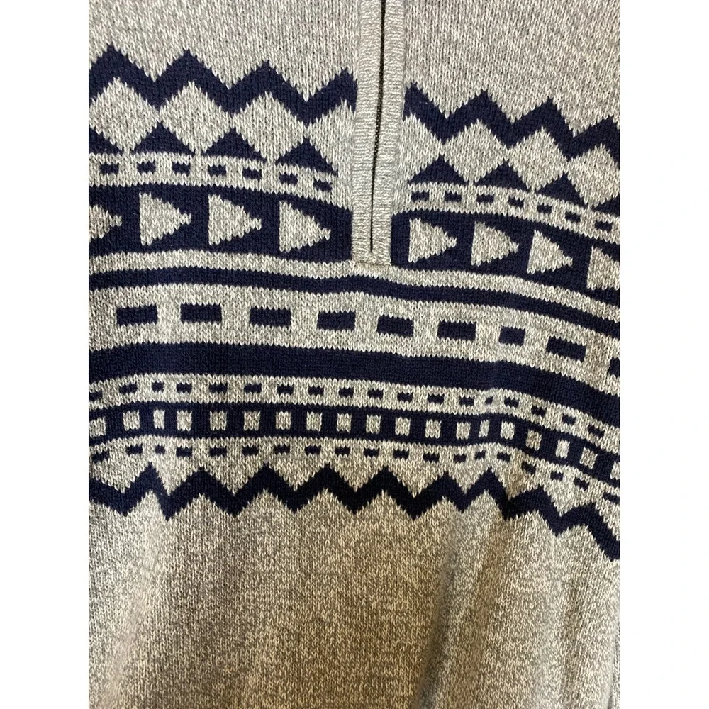 Urban Pipeline Nordic Quarter Zip Sweater Gray Fair Isle Cotton Blend Medium